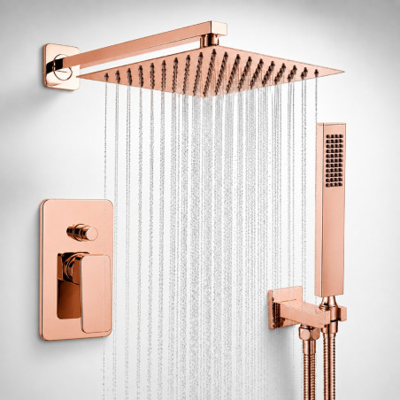 Mezclador Desviador-ducha 25cm -pared-teleducha Oro Rosa Intense