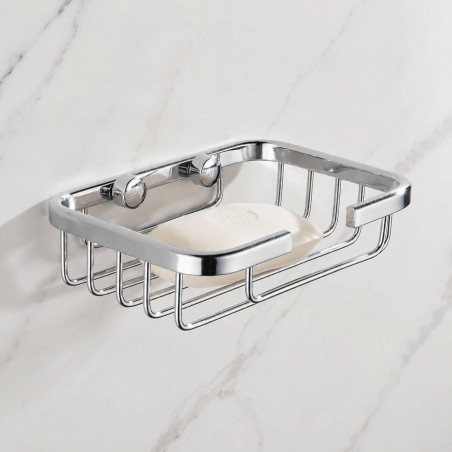 Jabonera Para Baño Estilo Rejilla Cromo De Lujo