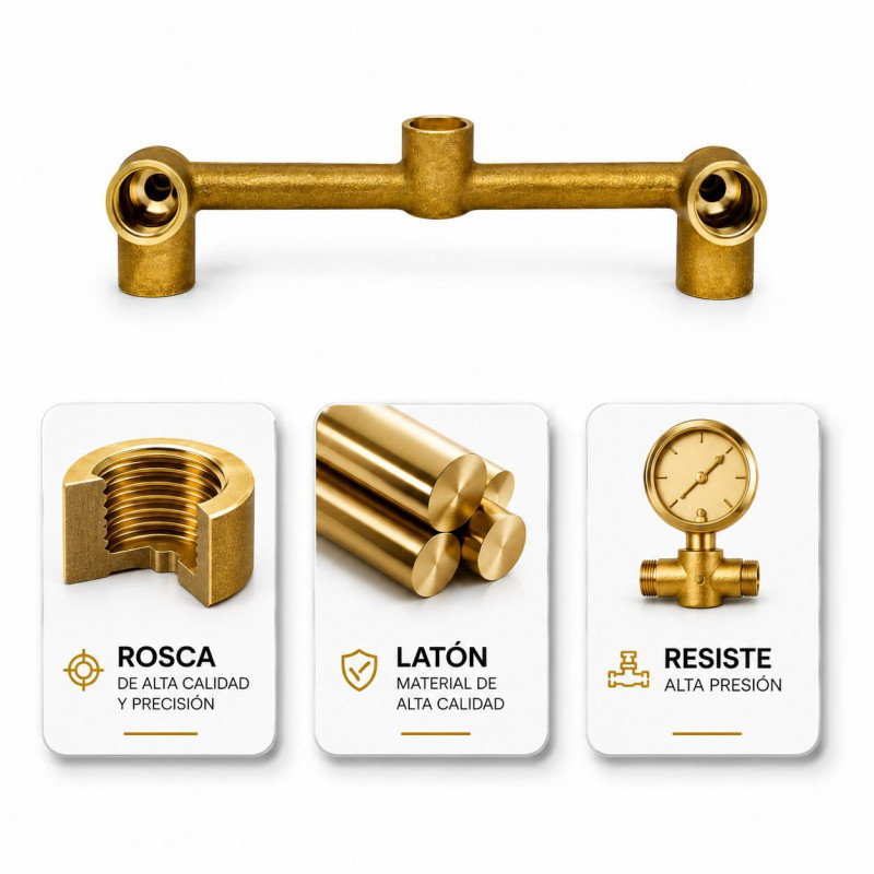 Cuerpo de Ducha con doble entrada en bronce(no incluye cartuchos)