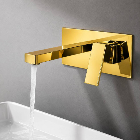 Grifería Lavamanos O Tina Monocontrol Pared Spazio Dorado