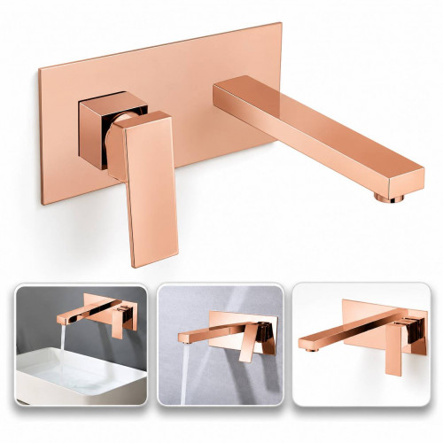 Grifería Lavamanos O Tina Monocontrol Pared Spazio Oro Rosa
