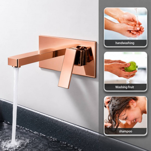 Grifería Lavamanos O Tina Monocontrol Pared Spazio Oro Rosa