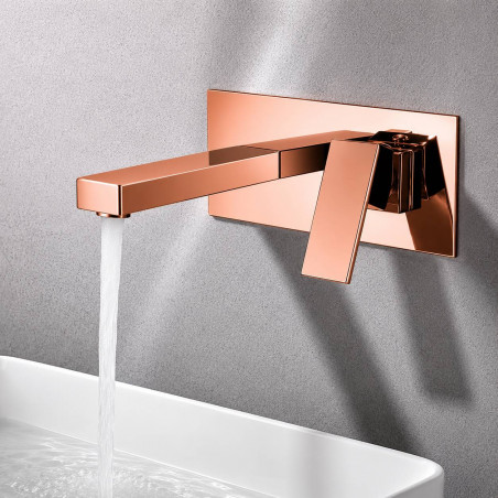 Grifería Lavamanos O Tina Monocontrol Pared Spazio Oro Rosa