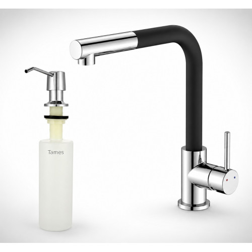 Griferia Negra Lavaplatos Mezclador -dispensador Jabón 500ml