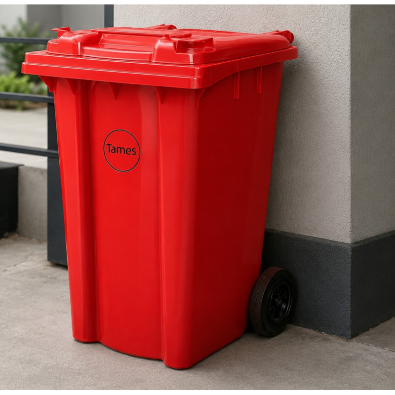 Contenedor O Caneca De Basura Rojo Movil 180 Lt