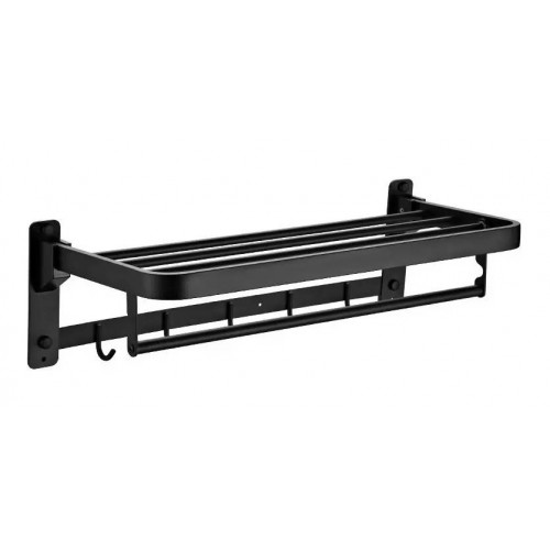 Toallero Acero Negro Múltiple 60 cm 4 Percheros Tipo Hotel
