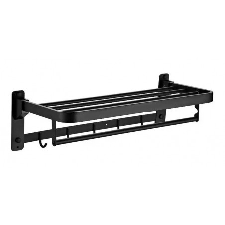 Toallero Acero Negro Múltiple 60 cm 4 Percheros Tipo Hotel