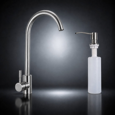 Kit Monocontrol Acero Lavaplatos y Dispensador Cocina 500 ml