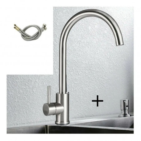 Kit Monocontrol Acero Lavaplatos y Dispensador Cocina 500 ml