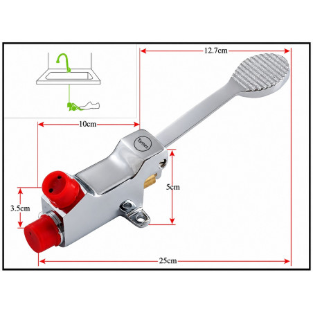 Válvula O Llave Pedal Metálica Con Acoples 120 Cm