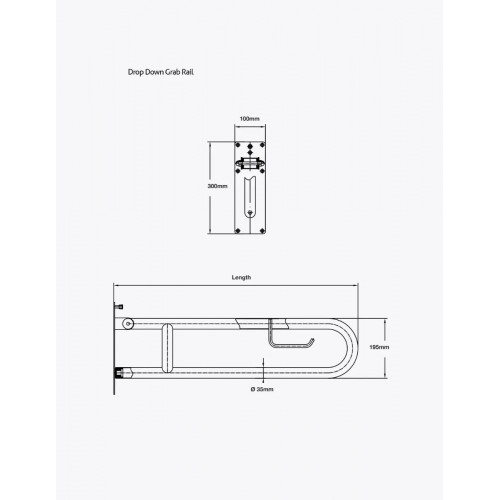 Kit Barra Seguridad Abatible Macizo Barra De 60 cm Acero 304