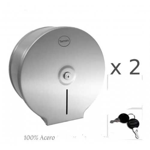 Kit X 2 Unidades Dispensador Papel Higiénico Acero Inoxidable