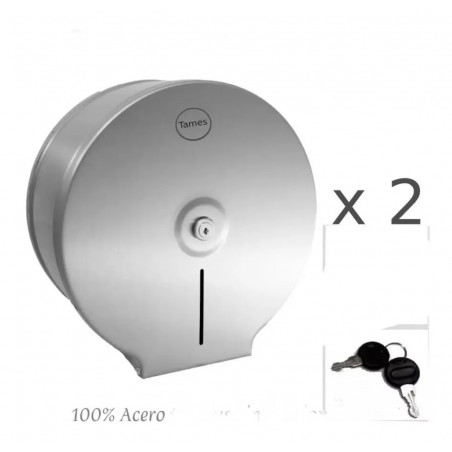 Kit X 2 Unidades Dispensador Papel Higiénico Acero Inoxidable
