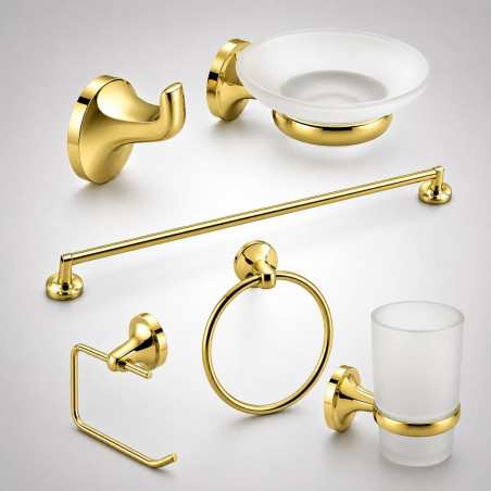 Accesorios Baño Metálico X6 Piezas Eclipse Dorado Paris