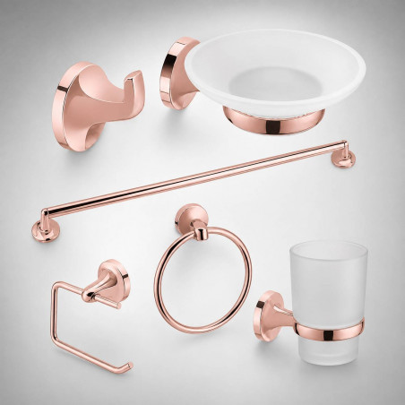 Accesorios Baño Metálico X6 Piezas -eclipse Oro Rosa Paris