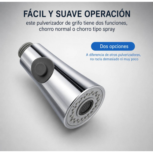 Mango Spray Cromo Cambio De Chorro Para Griferia Extraible