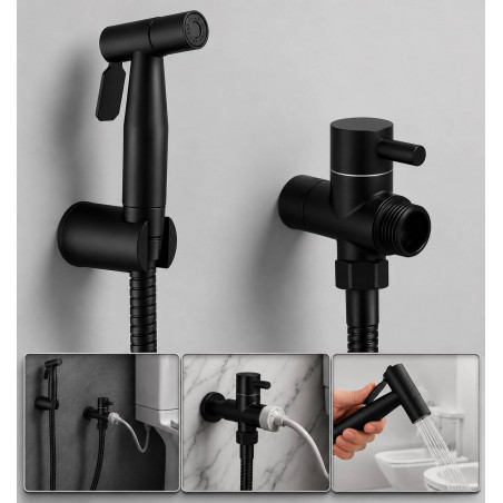 Bidet Sanitario Standar 1/2 Negro Desviador Tames Soltanto