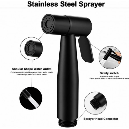 Bidet Sanitario Standar 1/2 Negro Desviador Tames Soltanto