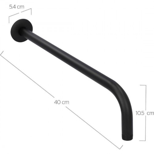 Mezclador Ducha Negro Quadratto + Ducha 25cm Y Tubo Pared