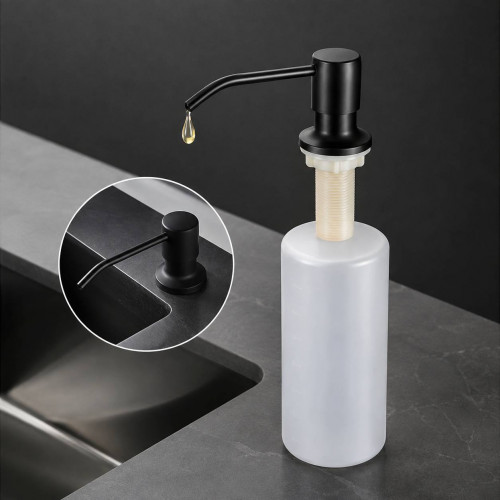 Dispensador Jabón 500 ml Pico Acero Negro Cuerpo ABS Cocina