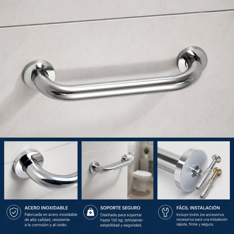 Barra De Seguridad Para Baño De 50 Cm1 1/4 Acero Inoxidable
