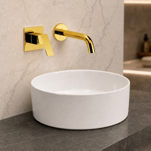 Kit Llave Mezclador Pared Lavamanos Eccezionale Tames Dorado