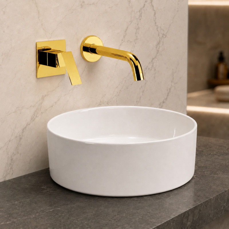 Kit Llave Mezclador Pared Lavamanos Eccezionale Tames Dorado