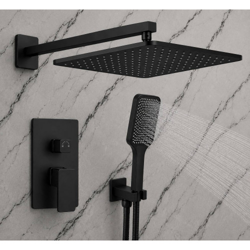 Kit Ducha Rectangular- Mezclador Desviador Negro-teleducha