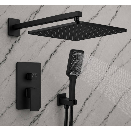 Kit Ducha Rectangular- Mezclador Desviador Negro-teleducha