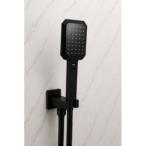 Kit Mezclador Ducha Con Desviador Negro-teleducha-ducha 25cm