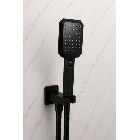 Kit Mezclador Ducha Con Desviador Negro-teleducha-ducha 30cm