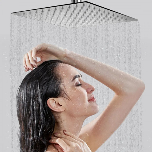 Regadera Ducha Metálica 25 cm  Extra Plana Kit Tubo Ducha