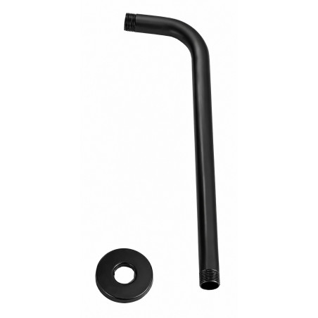 Regadera Ducha Abs Negra Redonda Con Kit Tubo