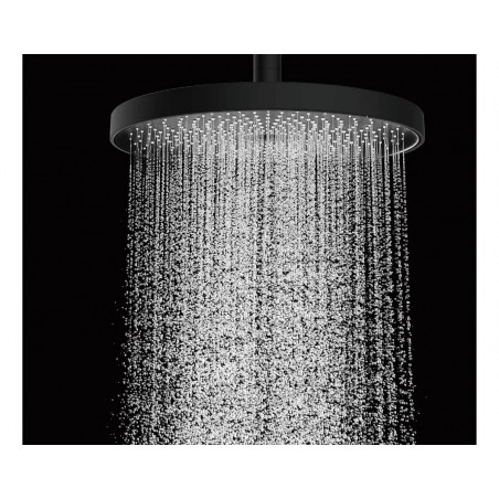 Regadera Ducha Abs Negra Redonda Con Kit Tubo