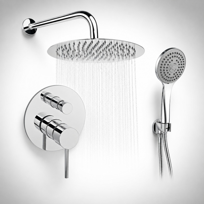 Kit Mezclador Desviador-ducha Redonda 30 cm -teleducha-tubo
