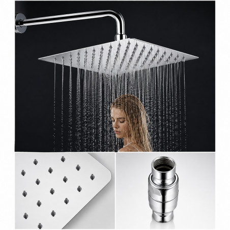 Ducha, Regadera  Anti-hongos 30 x 30 Cuadrada Kit Tubo Pared