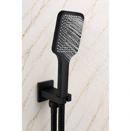 Kit Mezclador Ducha Techo Desviador Negro-Teleducha-ducha 30cm