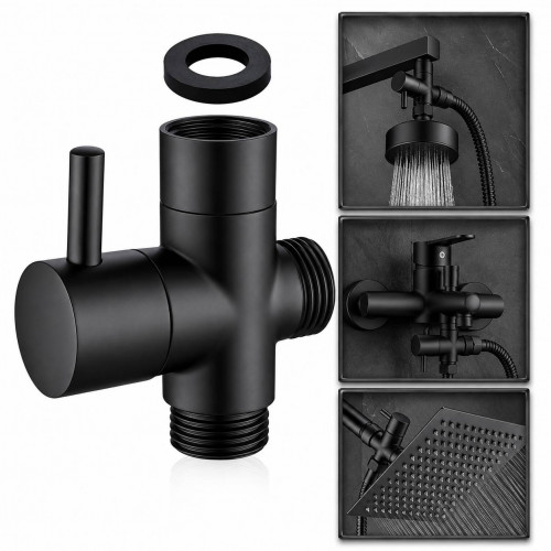 Desviador Negro Pequeño Metálico Para Ducha O Teleducha