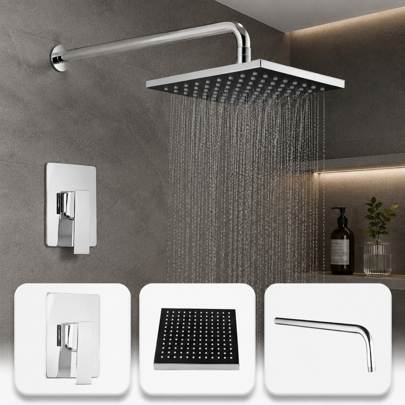 Kit Completo Ducha 20 cm-mezclador Ducha Vertical -tubo Pared