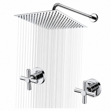 Kit Ducha Grifo Extragrande 40 cm Tubo Pared Mezclador Ducha