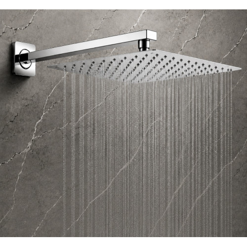 Ducha, Regadera Metálica 40 cm x 40 cm cuadrada Extraplana Kit Tubo