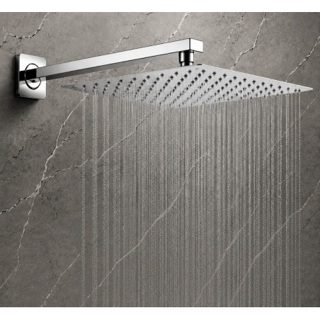 Ducha, Regadera Metálica 40 cm x 40 cm cuadrada Extraplana Kit Tubo