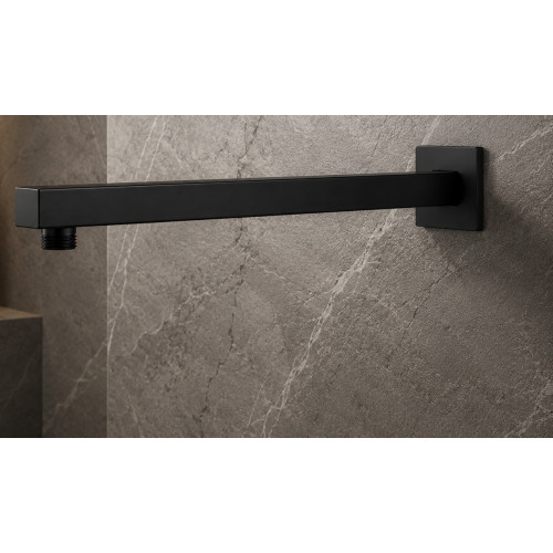 Mezclador Ducha Negro Quadratto + Ducha 40cm -tubo Pared Q