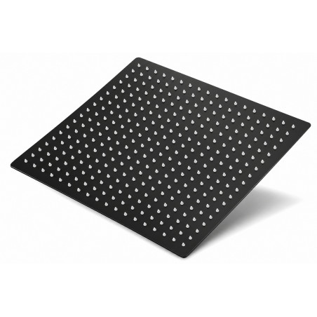 Mezclador Ducha Negro Quadratto + Ducha 40cm -tubo Pared Q