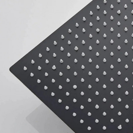 Mezclador Ducha Negro Quadratto + Ducha 40cm -tubo Pared Q