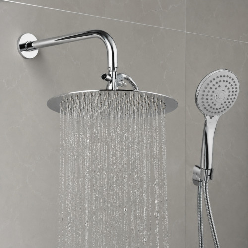 Kit Desviador- Ducha Redonda 20cm  , Teleducha Y Tubo Pared