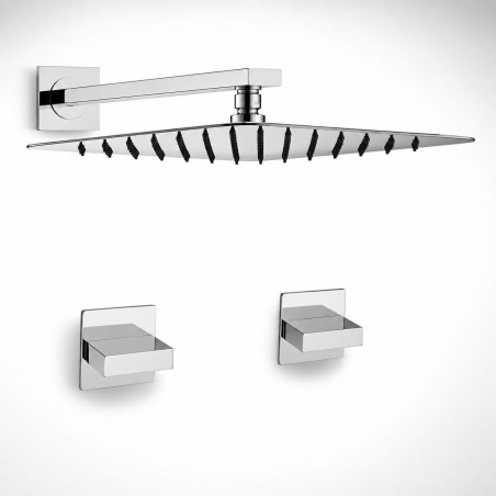 Kit Regadera Metálica 30 cm Tubo Pared Y Mezclador Ducha Cuadrado
