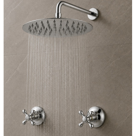 Kit Regadera Metálica Tubo Pared Y Mezclador Ducha Cruz 8