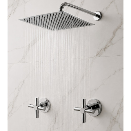 Kit Ducha Grifo Extragrande 40 cm Tubo Pared Mezclador Ducha