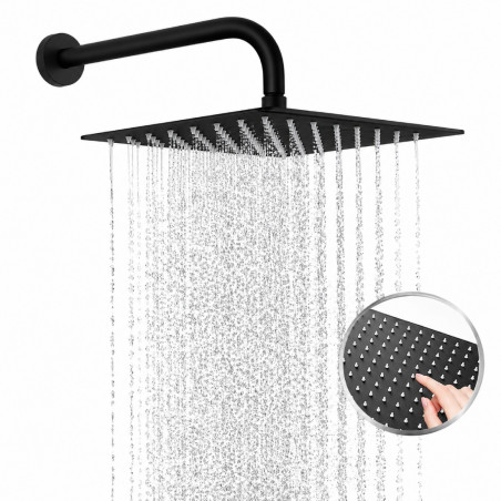 Kit Regadera Metálica 20 cm Tubo Mezclador Ducha Negro Tames